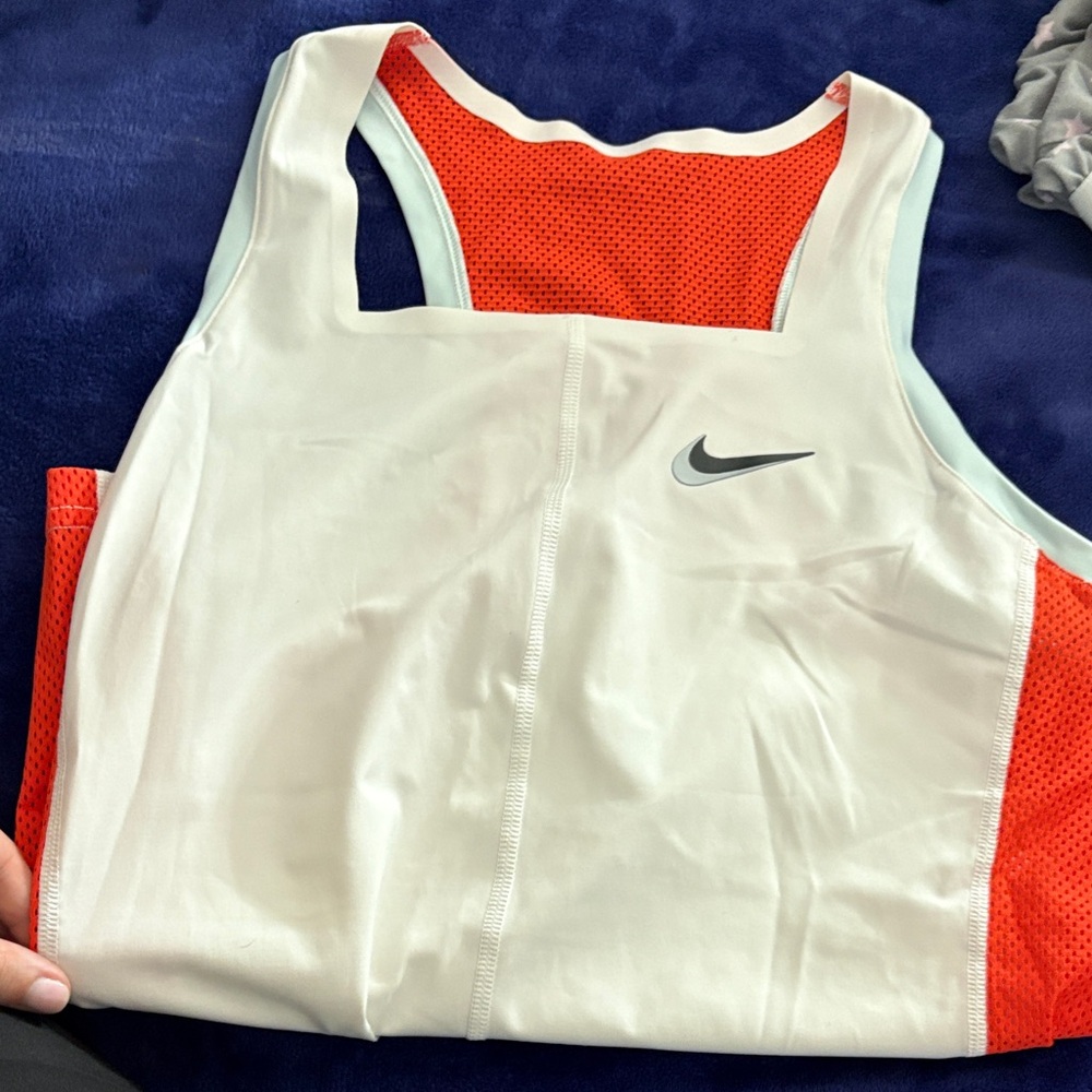 Nike White and Red Sports Tank